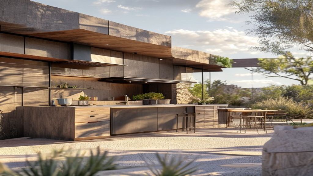 Premium modern outdoor kitchen installations enhancing luxury desert estate outdoor living