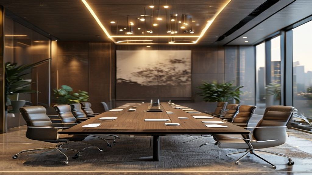 Premium Turkish furnishings elegantly enhancing modern corporate boardroom interiors