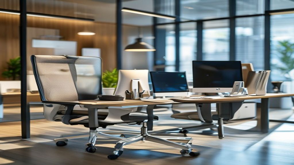 Ergonomic office solutions for corporate headquarters improving employee comfort and productivity.