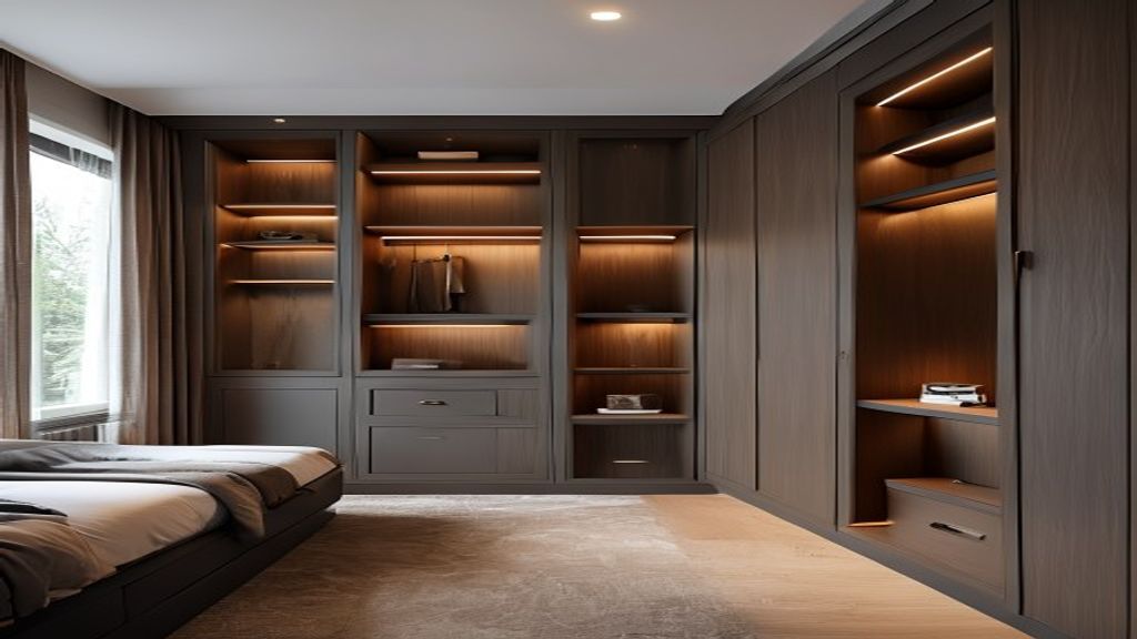 Custom built-in wardrobes for luxury master bedrooms with elegant storage solutions