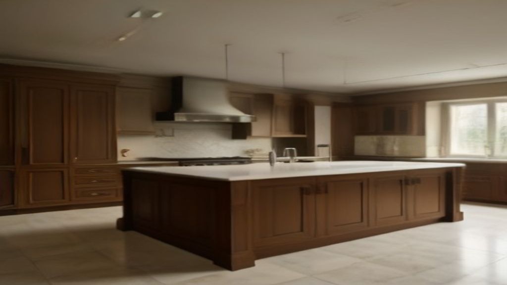 Custom-designed kitchen island for a luxury mansion upgrade, showcasing premium materials and elegant craftsmanship